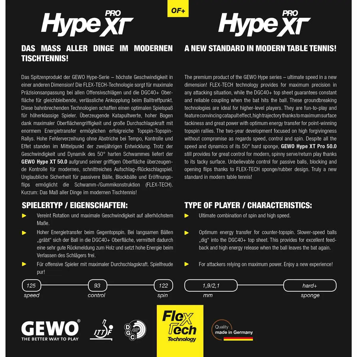 Gewo Hype XT Pro 50.0 Gewo SE - tabletennisstore.eu