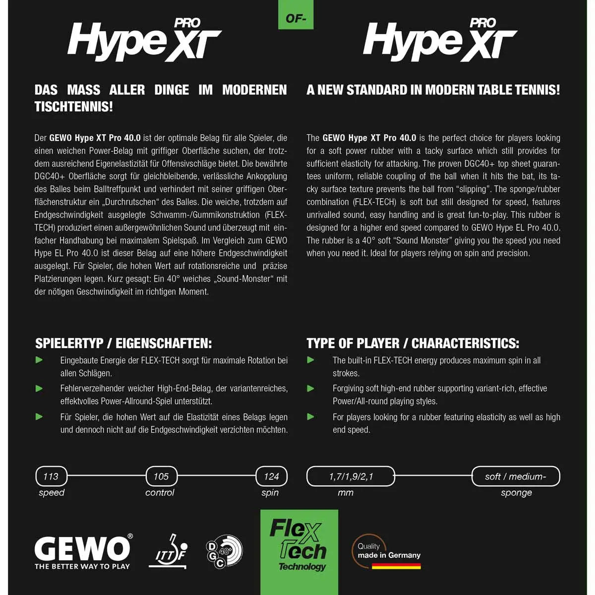 Gewo Hype XT Pro 40.0 Gewo SE - tabletennisstore.eu